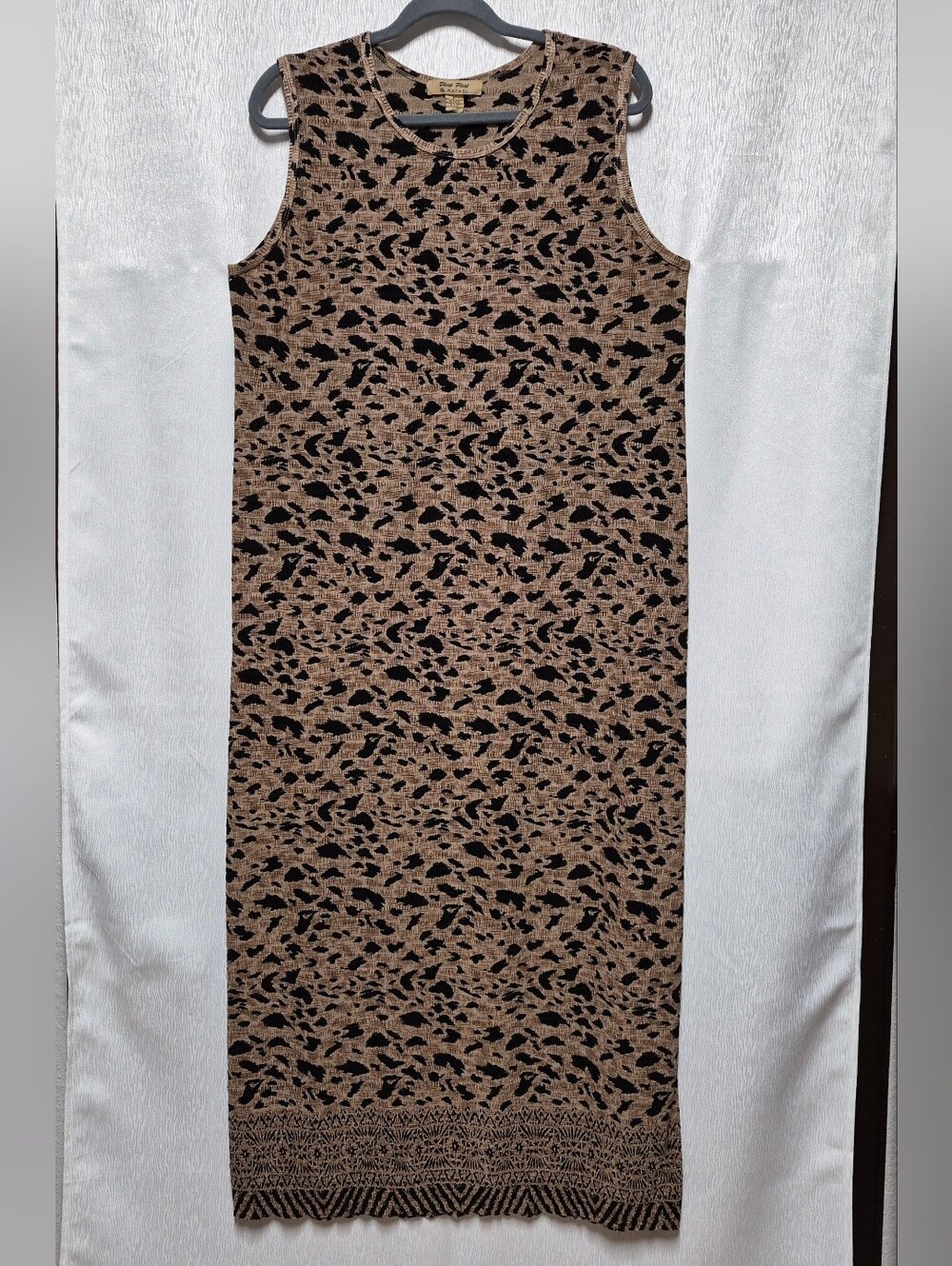 Pleat Pleat By RAFAEL Sleeveless Midi Dress Animal Print Textured Stretch L